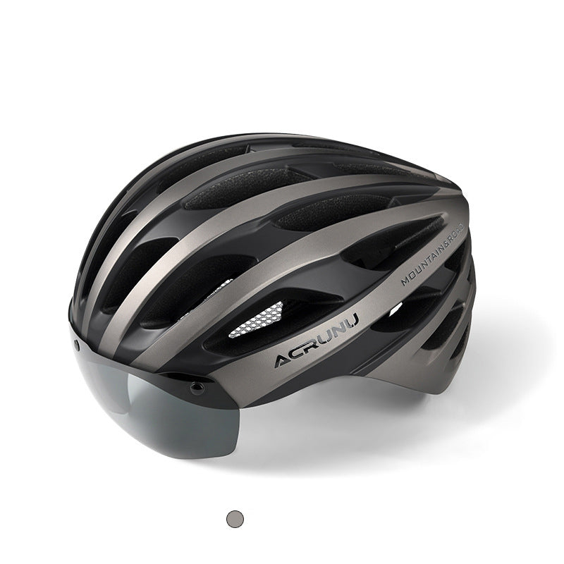 Bicycle one-piece goggles helmet mountain road bicycle magnetic suction light safety hat cycling equipment