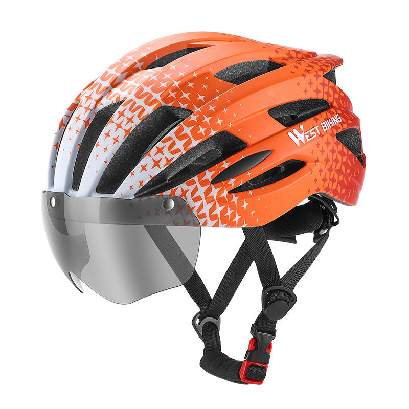 Goggles Helmet Bicycle One-piece Helmet Mountain Road Bicycle Cycling Hat Helmet Equipment