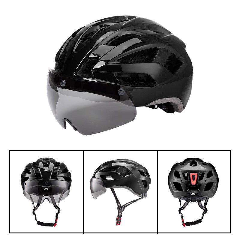 Magnetic goggles with light helmet universal road cycling helmet one-piece molding