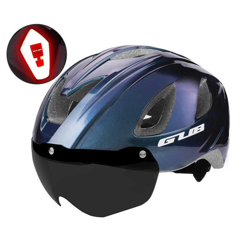 Road mountain bike riding helmet with taillight magnetic goggles one-piece molding for men and women