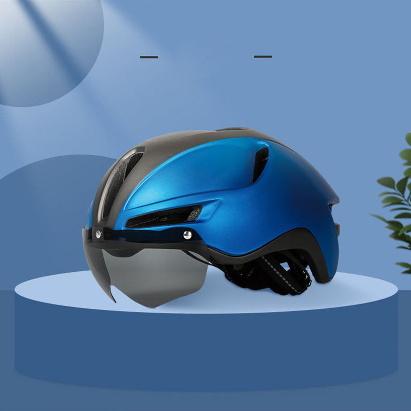 Magnetic windshield one-piece helmet breathable bicycle helmet pneumatic cycling helmet with taillight