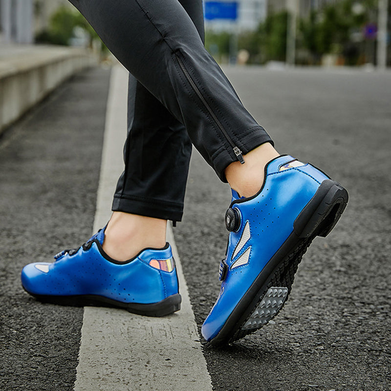 Cycling Bicycle Shoes Leather Non-locking Rubber Sole Road Lock Rotating Button