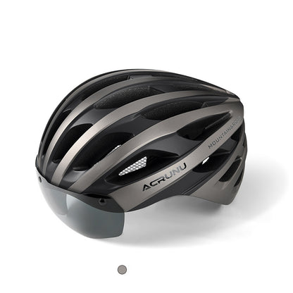 Bicycle one-piece goggles helmet mountain road bicycle magnetic suction light safety hat cycling equipment