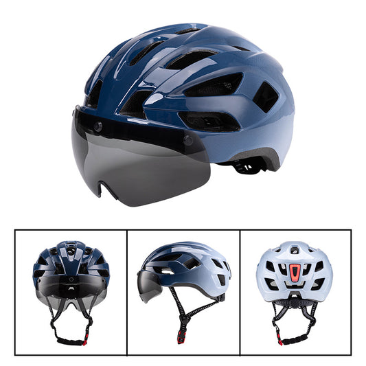 Magnetic goggles with light helmet universal road cycling helmet one-piece molding