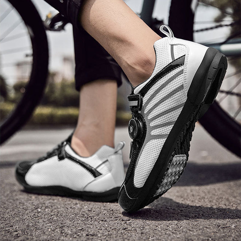 Cycling lockless shoes Flyknit breathable lightweight reflective shoes