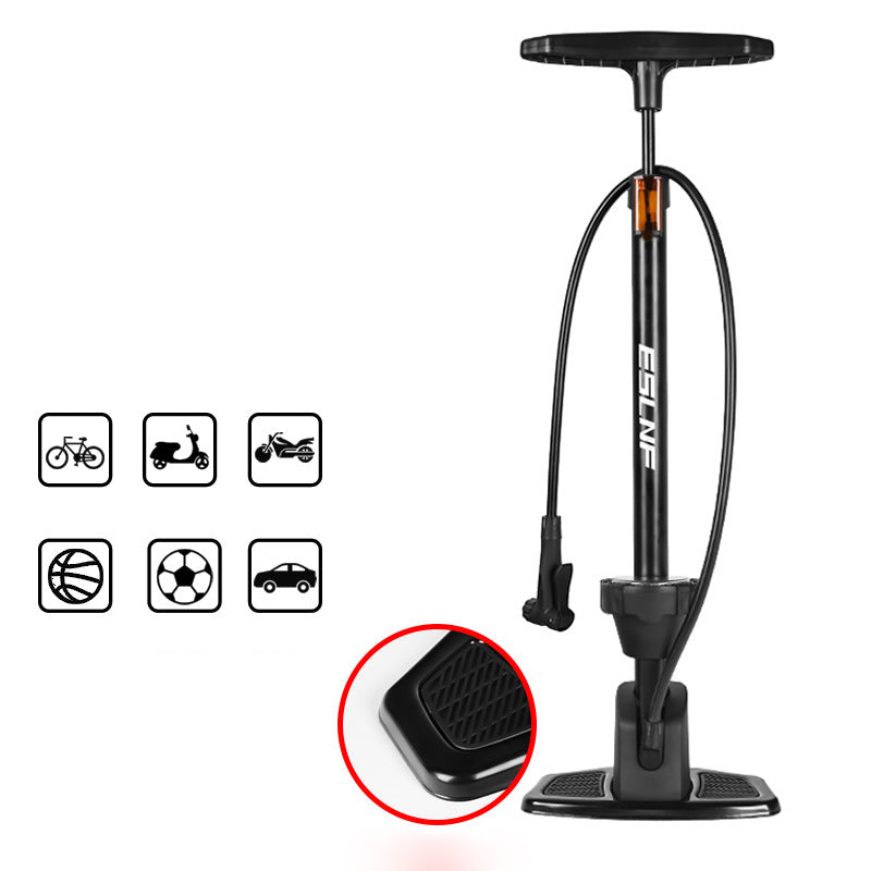 Portable bicycle pump with pressure gauge for home use