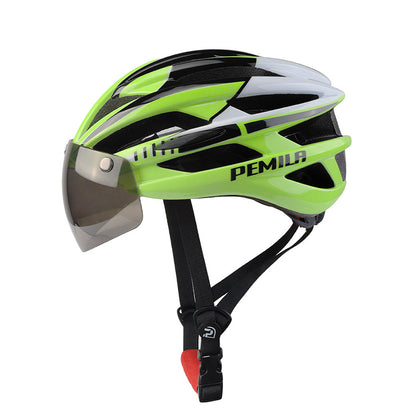 Cycling helmet with magnetic goggles, suitable for road bikes, mountain bikes, and bicycles.