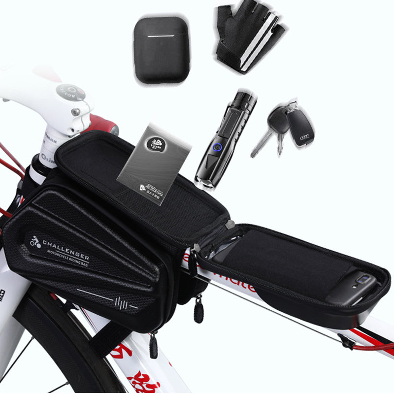 Outdoor large capacity double-sided cycling mountain bike hard shell touch screen waterproof mobile phone bag