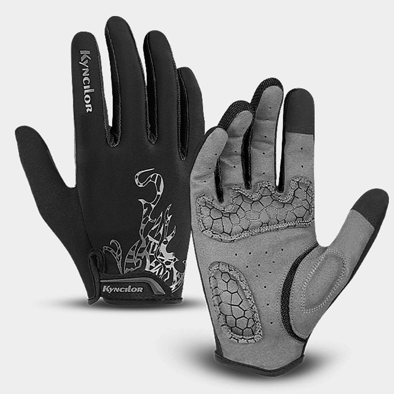 Outdoor mountain bike breathable touch screen shock absorbing gloves
