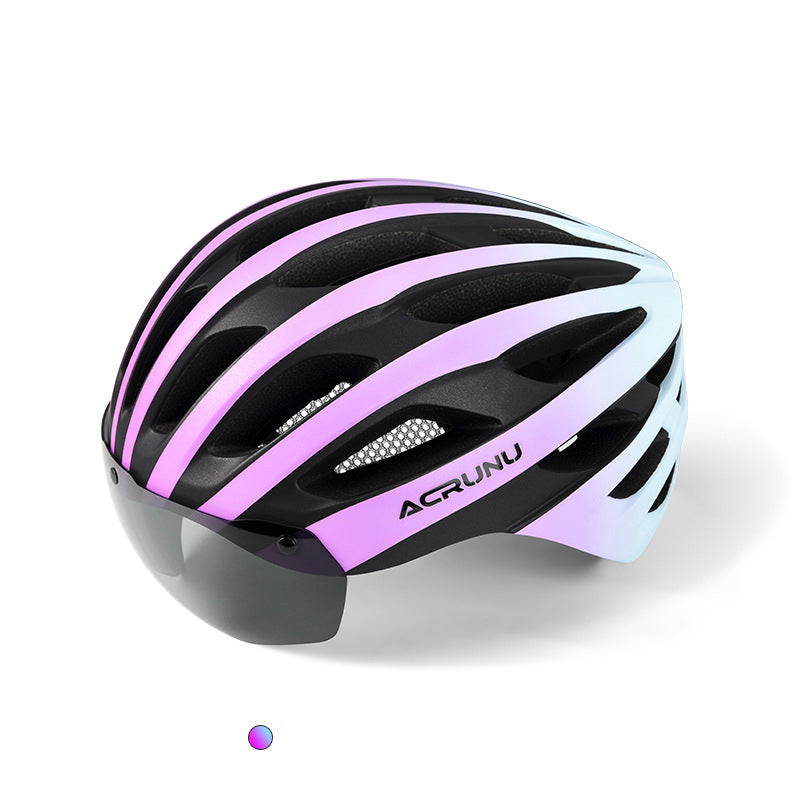Bicycle one-piece goggles helmet mountain road bicycle magnetic suction light safety hat cycling equipment