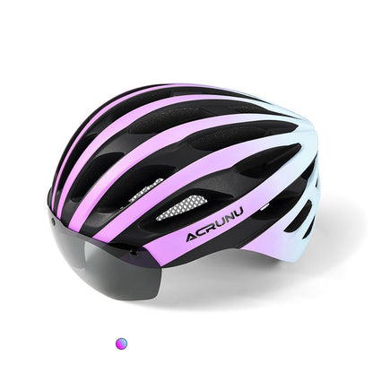 Bicycle one-piece goggles helmet mountain road bicycle magnetic suction light safety hat cycling equipment