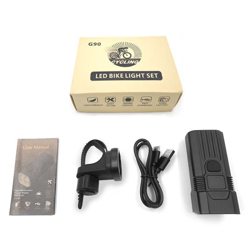 Night riding escort power display strong light riding essential rainproof bicycle headlight