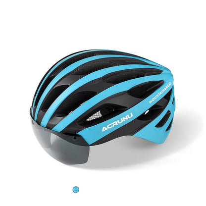 Bicycle one-piece goggles helmet mountain road bicycle magnetic suction light safety hat cycling equipment
