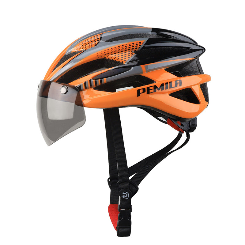 Cycling helmet with magnetic goggles, suitable for road bikes, mountain bikes, and bicycles.