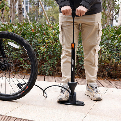 Portable bicycle pump with pressure gauge for home use