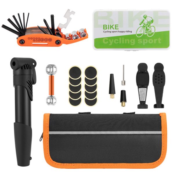 Bicycle repair tool kit tire repair pump repair tool wrench set