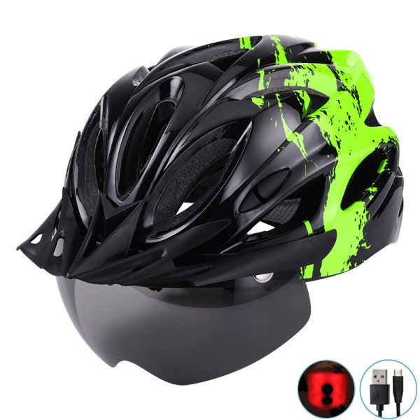 Magnetic goggles with brim and USB charging light, removable bicycle riding helmet - Image 3