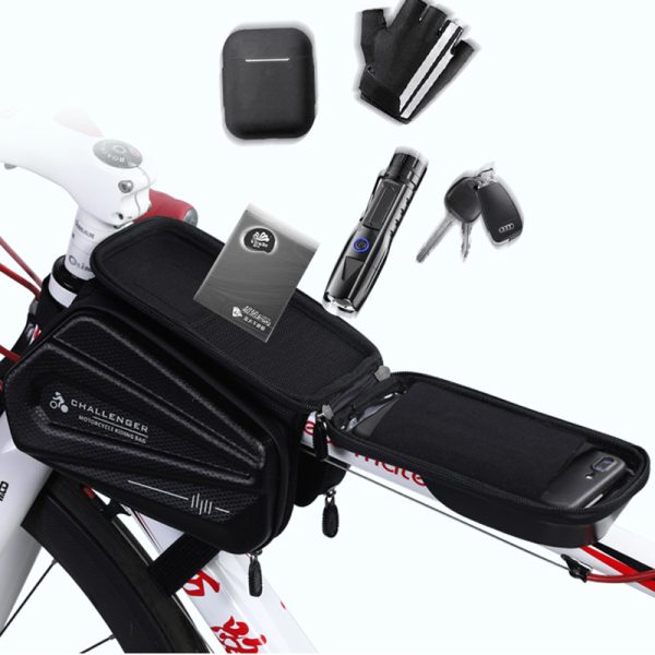 Outdoor large capacity double-sided cycling mountain bike hard shell touch screen waterproof mobile phone bag - Image 3