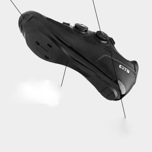 Stiff carbon sole shoe close-up