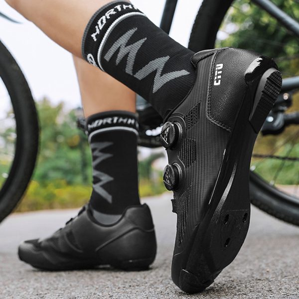 Road bike lock shoe set hard sole breathable men's and women's cycling shoes - Image 4