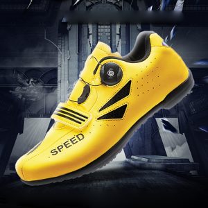 Cycling Bicycle Shoes Leather Non-locking Rubber Sole Road Lock Rotating Button