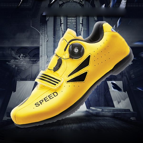 Cycling Bicycle Shoes Leather Non-locking Rubber Sole Road Lock Rotating Button