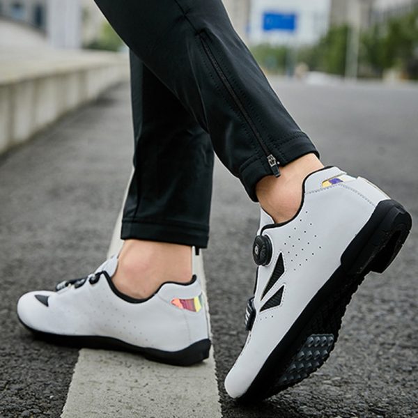 Cycling Bicycle Shoes Leather Non-locking Rubber Sole Road Lock Rotating Button - Image 3