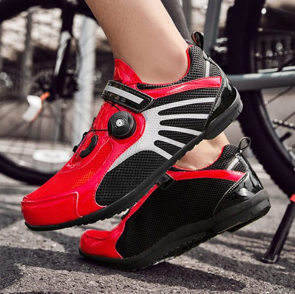 Cycling lockless shoes Flyknit breathable lightweight reflective shoes - Image 3