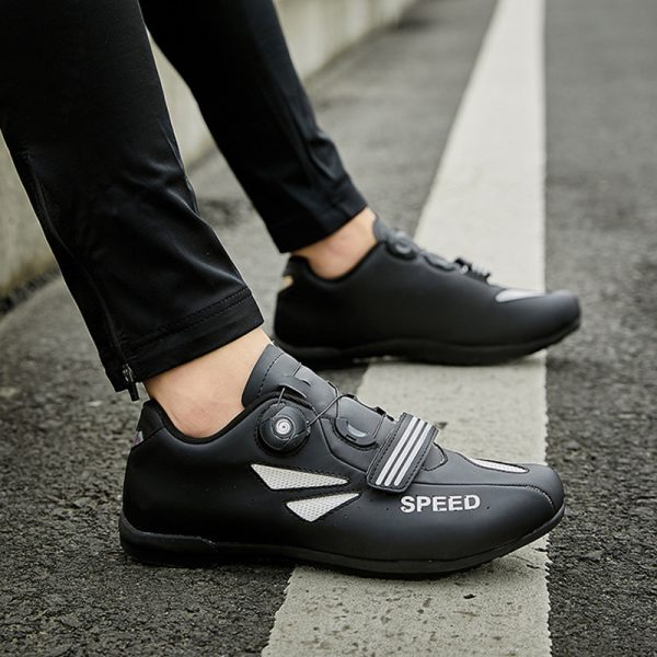 Cycling Bicycle Shoes Leather Non-locking Rubber Sole Road Lock Rotating Button - Image 4