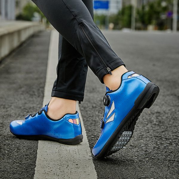 Cycling Bicycle Shoes Leather Non-locking Rubber Sole Road Lock Rotating Button - Image 5