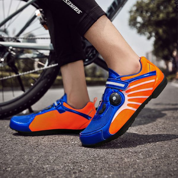 Cycling lockless shoes Flyknit breathable lightweight reflective shoes