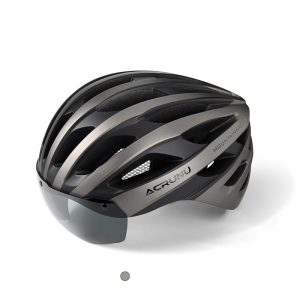 Bicycle one-piece goggles helmet mountain road bicycle magnetic suction light safety hat cycling equipment