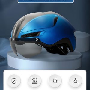 Magnetic windshield one-piece helmet breathable bicycle helmet pneumatic cycling helmet with taillight