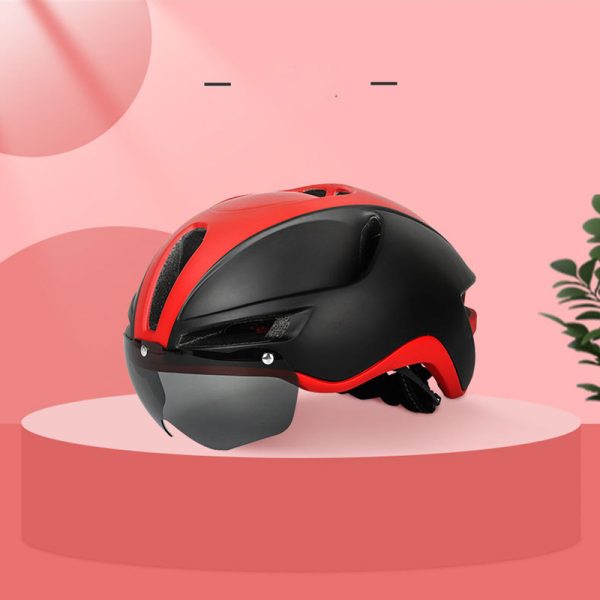 Magnetic windshield one-piece helmet breathable bicycle helmet pneumatic cycling helmet with taillight - Image 4