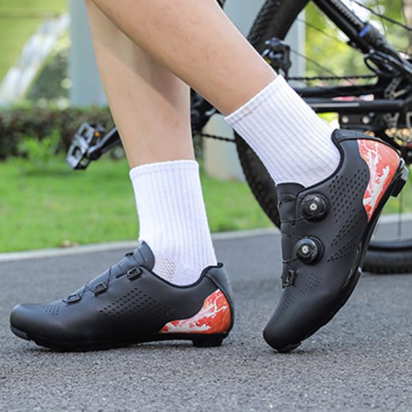 Road bike lock shoe set breathable cycling shoes men and women professional bicycle shoes power - Image 2