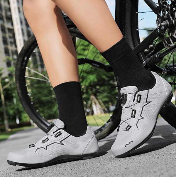Seamless road bike lock shoe set hard sole breathable non-locking cycling shoes power cycling shoes - Image 2